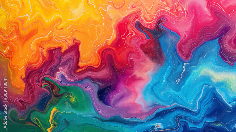 A colorful painting with a rainbow and a wave A colorful painting with a rainbow and a wave
