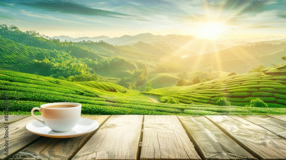 Aromatic Elixir: Steaming Cup of Coffee on Wooden Table Aromatic Elixir: Steaming Cup of Coffee on Wooden Table