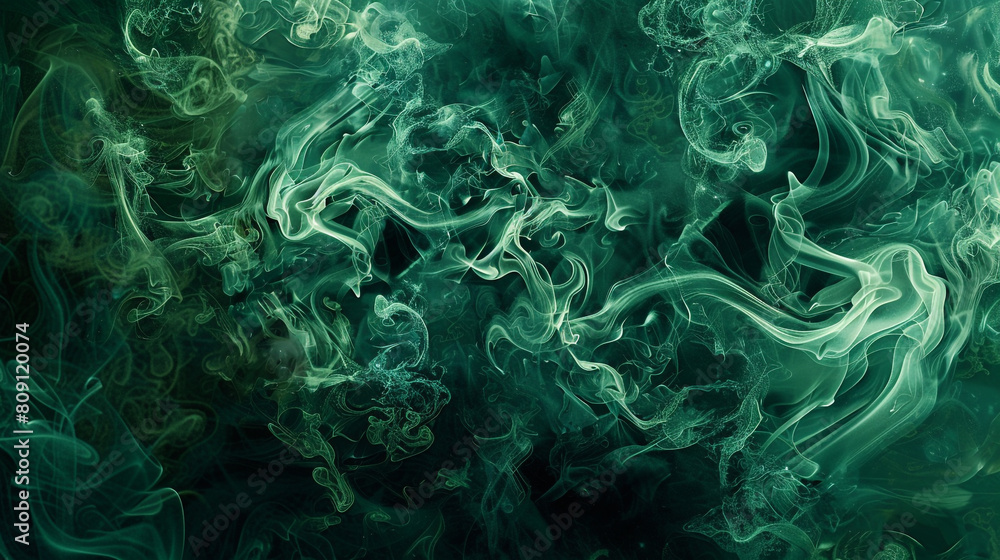 Smoke curling in intricate patterns of jade and emerald, evoking the lush, vibrant life of a rainforest canopy. Smoke curling in intricate patterns of jade and emerald, evoking the lush, vibrant life of a rainforest canopy.