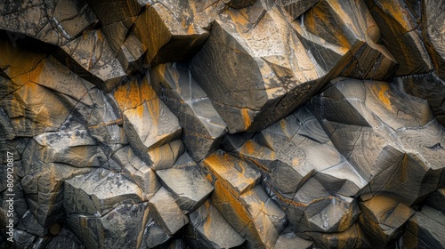 The image is showing the rough surface of a rock with a lot of sharp edges and cracks © Parintron