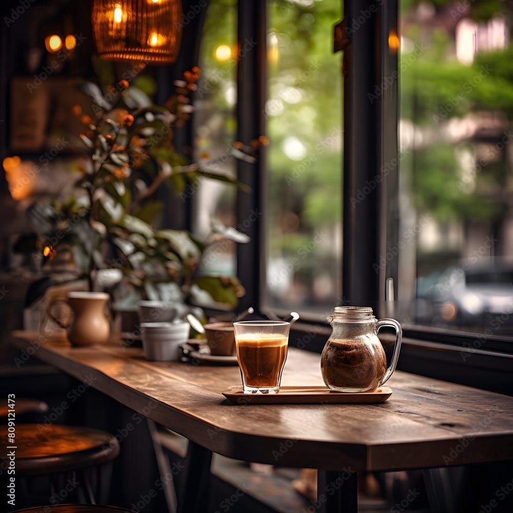 Cozy coffee shop. Generative AI.