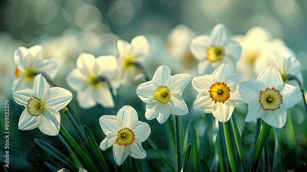 Ethereal White Blossoms Dance Amidst Verdant Blades. Ethereal White Blossoms Dance Amidst Verdant Blades.