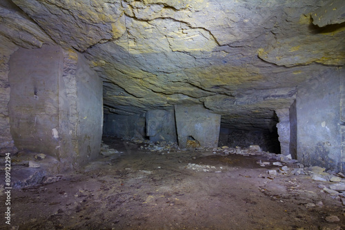mystical dark underground cave scene