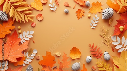 Autumn Leaves Frame Border Background Design