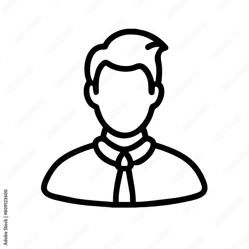 Black and White Vector Image, isolated on a transparent background, Line Art Icon of Businessman with Tie, Professional Concept Black and White Vector Image, isolated on a transparent background, Line Art Icon of Businessman with Tie, Professional Concept