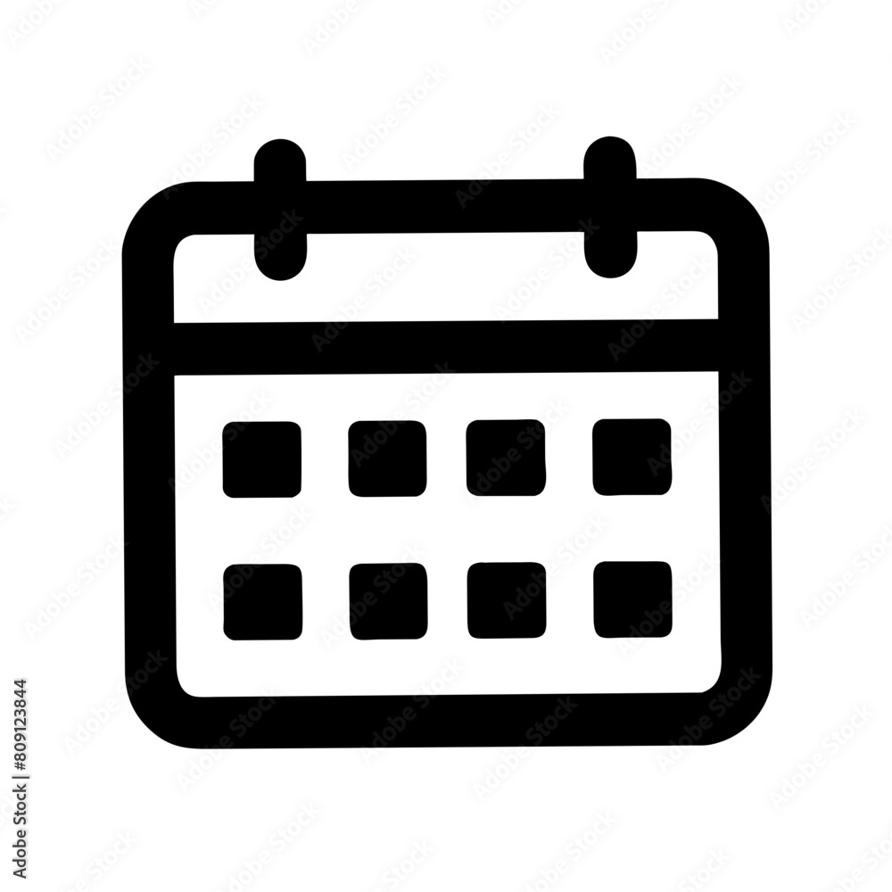 Vector Black and White Calendar Icon for Scheduling or Events, Symbolizing Date Management and Planning, isolated on a transparent background Vector Black and White Calendar Icon for Scheduling or Events, Symbolizing Date Management and Planning, isolated on a transparent background