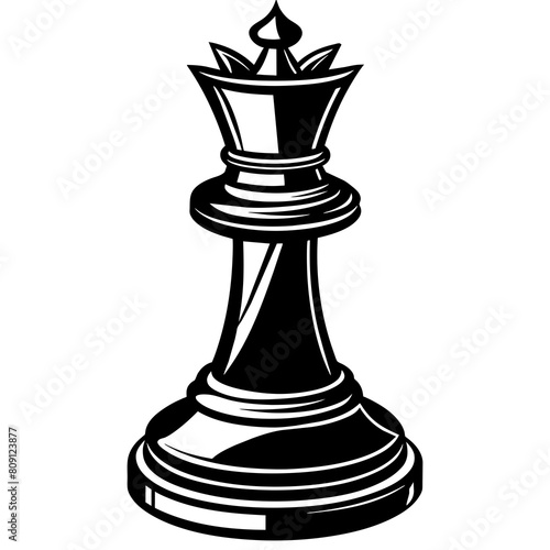 Vector Black and White Chess Piece Icon on White Background for Strategy or Decision-Making, Illustrating Tactical Moves and Critical Thinking