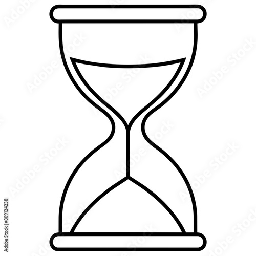 Vector Black and White Hourglass Icon for Time Management or Waiting, Illustrating Temporal Passage and Patience in Processes and Tasks