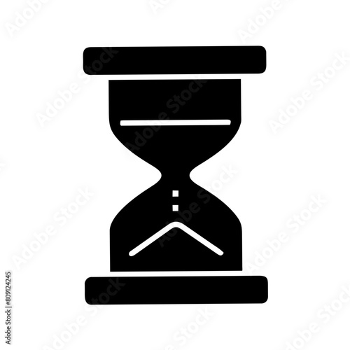 Vector Black and White Hourglass Icon for Time Management or Waiting, Illustrating Temporal Passage and Patience in Processes and Tasks, isolated on a transparent background