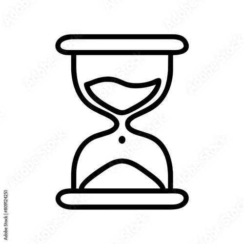 Vector Black and White Hourglass Icon for Time Management or Waiting, Illustrating Temporal Passage and Patience in Processes and Tasks, isolated on a transparent background