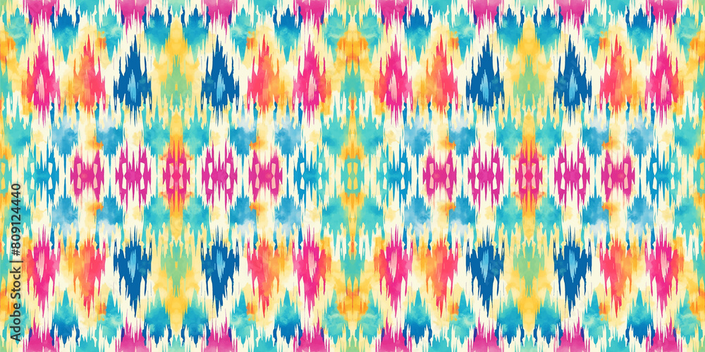 Fototapeta premium Seamless batik pattern,Seamless tribal batik pattern,and Seamless colorful pattern resemble ethnic boho, Aztec,and ikat styles.designed for use in wallpaper,fabric,curtain,carpet,Batik Embroidery
