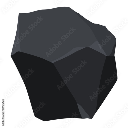 Coal black mineral resources. Pieces of fossil stone. Polygonal shape. Black rock stone of graphite or charcoal. Energy resource charcoal icon