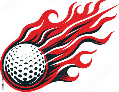 Vector illustration of baseball ball with simple flame shape.