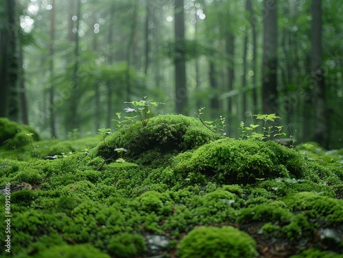 Dense, moss-covered forest with background trees