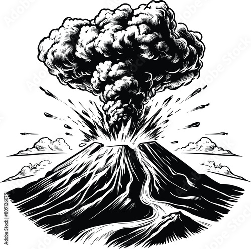 volcano mountain vector illustration.