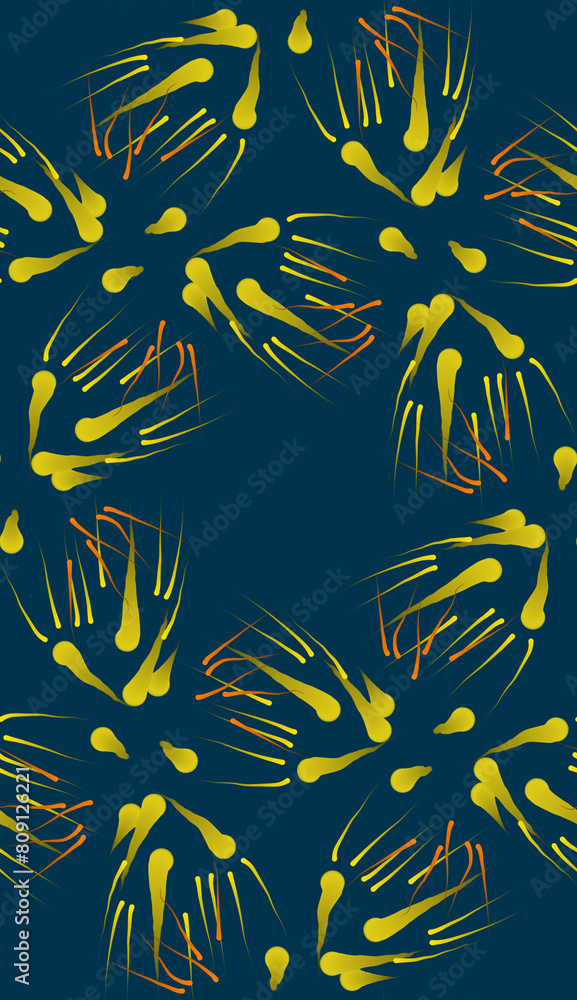 Abstract golden orange and yellow floral nest wreath seamless pattern Abstract golden orange and yellow floral nest wreath seamless pattern