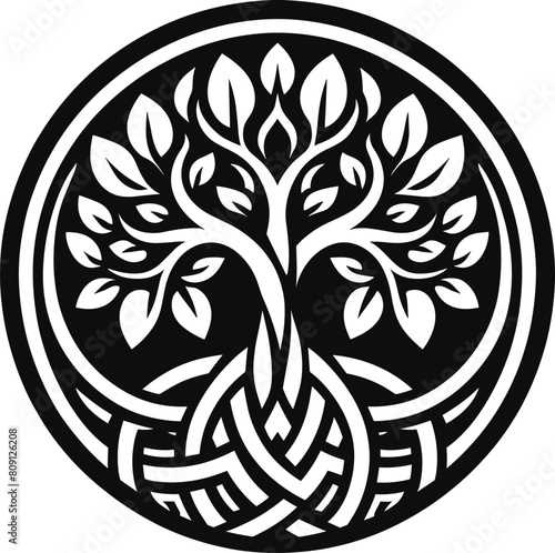 Vector ornament, decorative Celtic tree of life, on a white background.