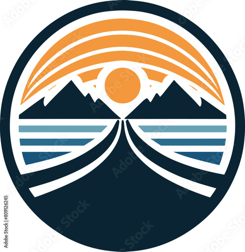 mountain with three peaks in the sun vector illustration.