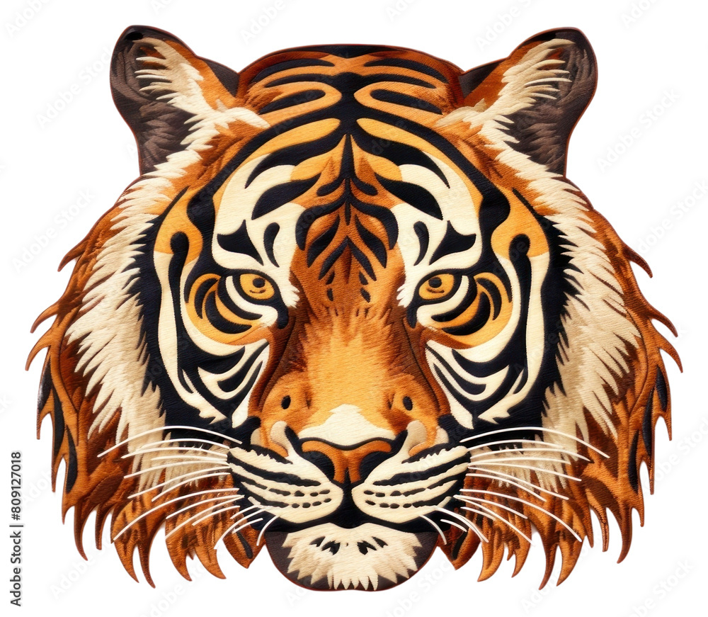 Fototapeta premium PNG Tiger embroidery style wildlife animal mammal