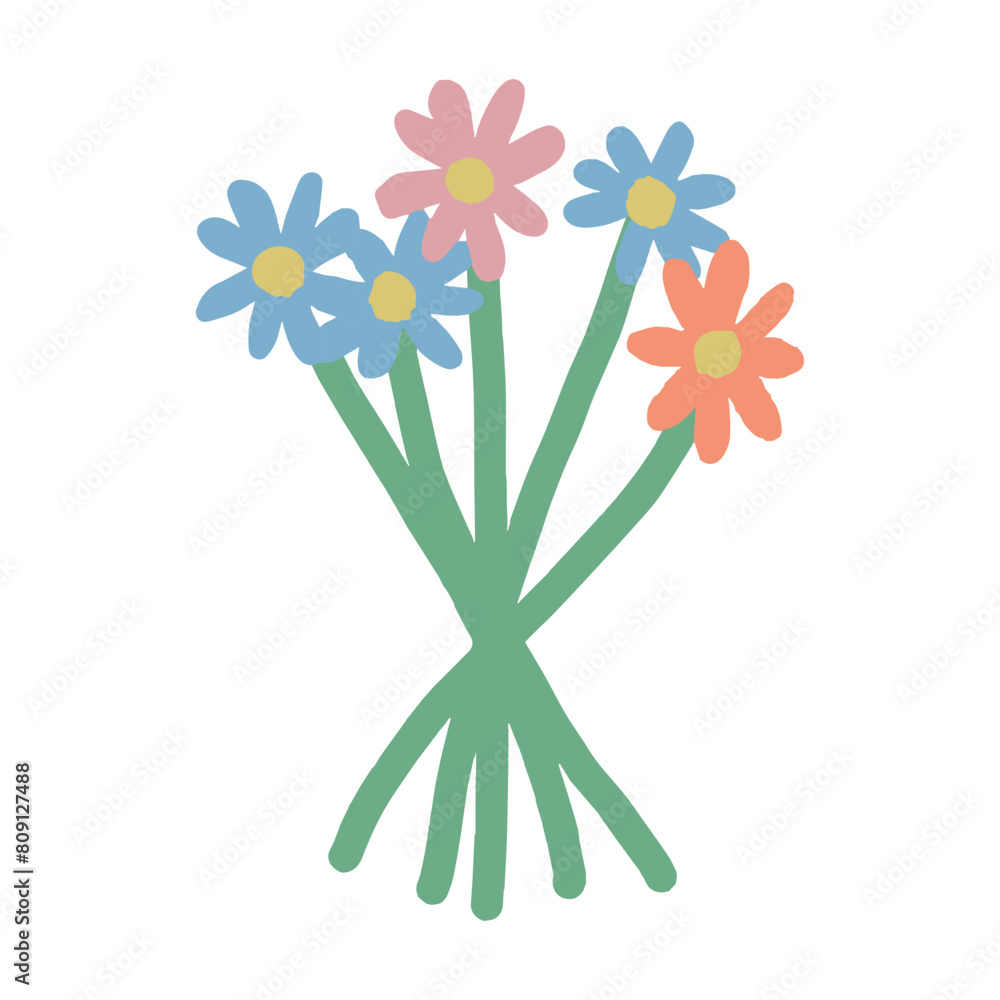Vector illustration. A bouquet of cute flowers in pastel colors. minimalism. Vector illustration. A bouquet of cute flowers in pastel colors. minimalism.