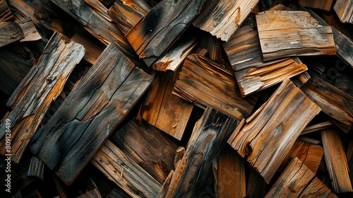Vibrant abstract background of wood fragments with natural patterns