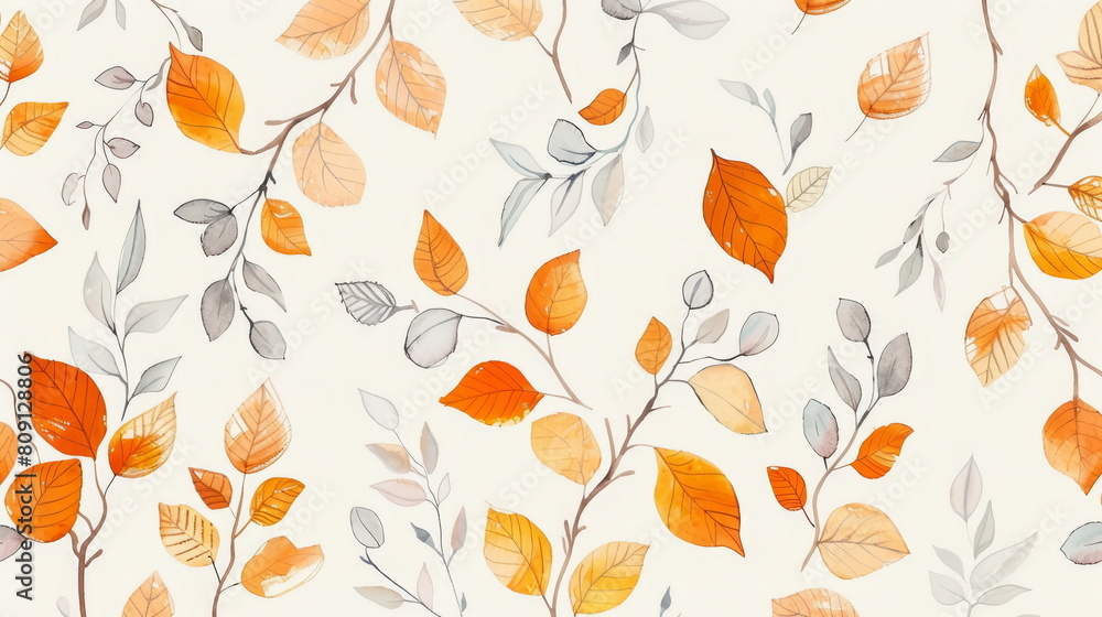 Seamless pattern. Intricate leaf patterns on a neutral background, ideal for elegant wallpaper or textile designs.