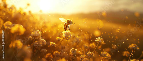 Bees in a Warming World, Bee populations declining amid overheated, flowerless fields, Essential pollinators at risk, Highlighting ecological crisis photo