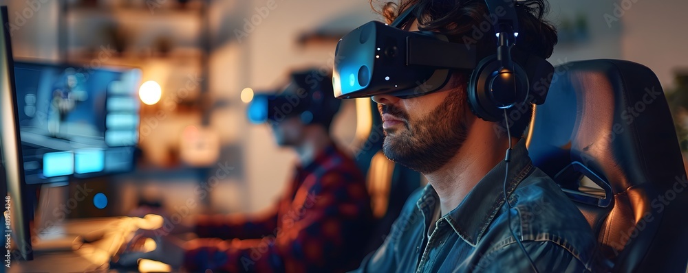Naklejka premium Virtual Reality Game Development with Cutting Edge Graphics and User Interface Analysis