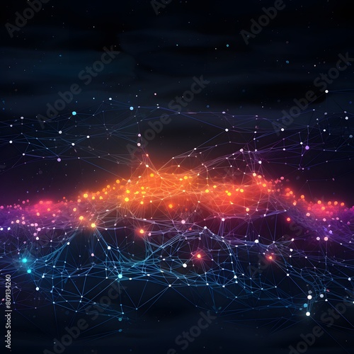 Worldwide connection digital art. Network background. Generative AI.