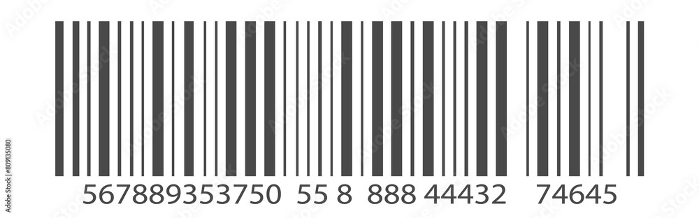 Código de barras. Listras com números abaixo. Preto e branco. Detalhes, vintage, retro, produto. Fundo branco.
