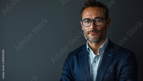 Man in Suit and Glasses Posing for Picture photo
