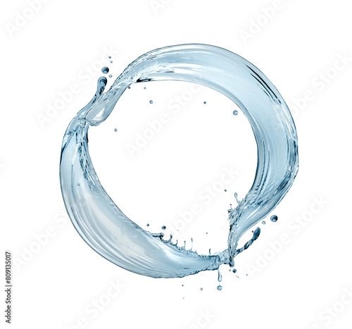 Beautiful splashes of water in a circular motion isolated on a white background