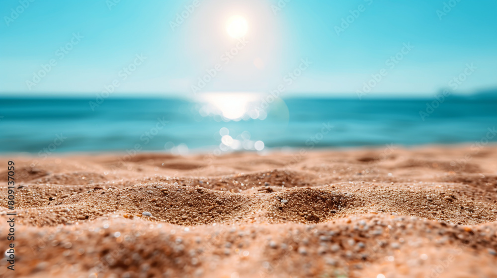sandy seashore, against which the azure ocean stretches to the very horizon. Sunlight. sandy seashore, against which the azure ocean stretches to the very horizon. Sunlight.