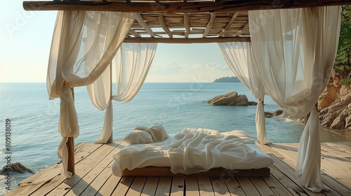 Fototapeta Naklejka Na Ścianę i Meble -  a bed by the sea