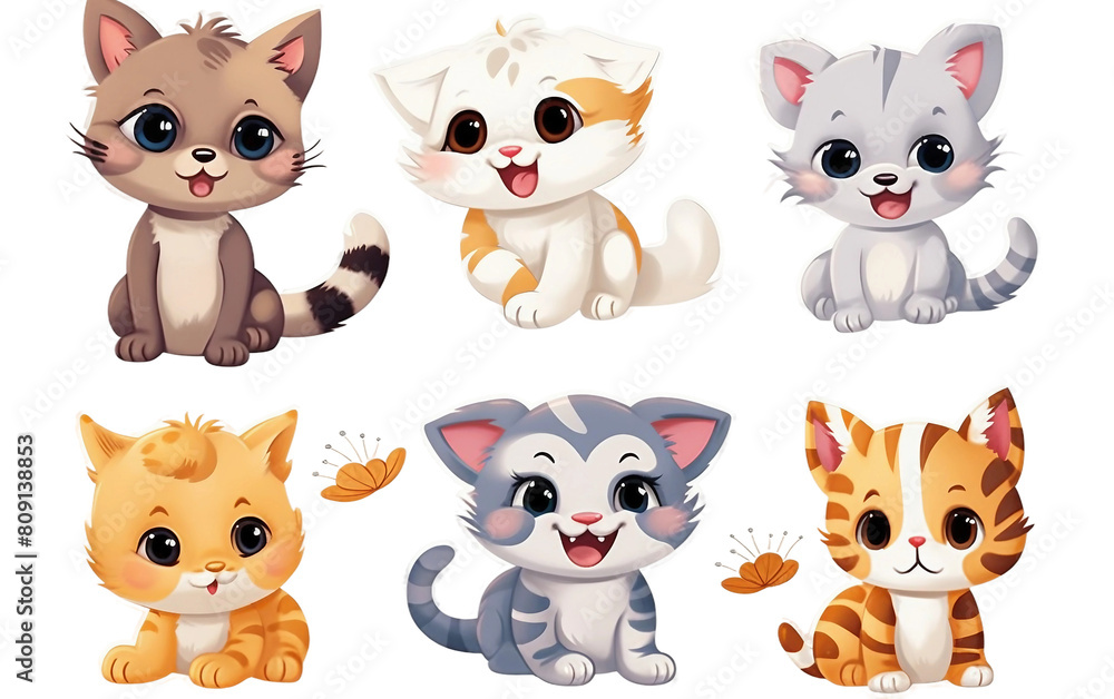 Fototapeta premium set of cartoon cats