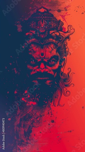 A scary demon face graphic illustration