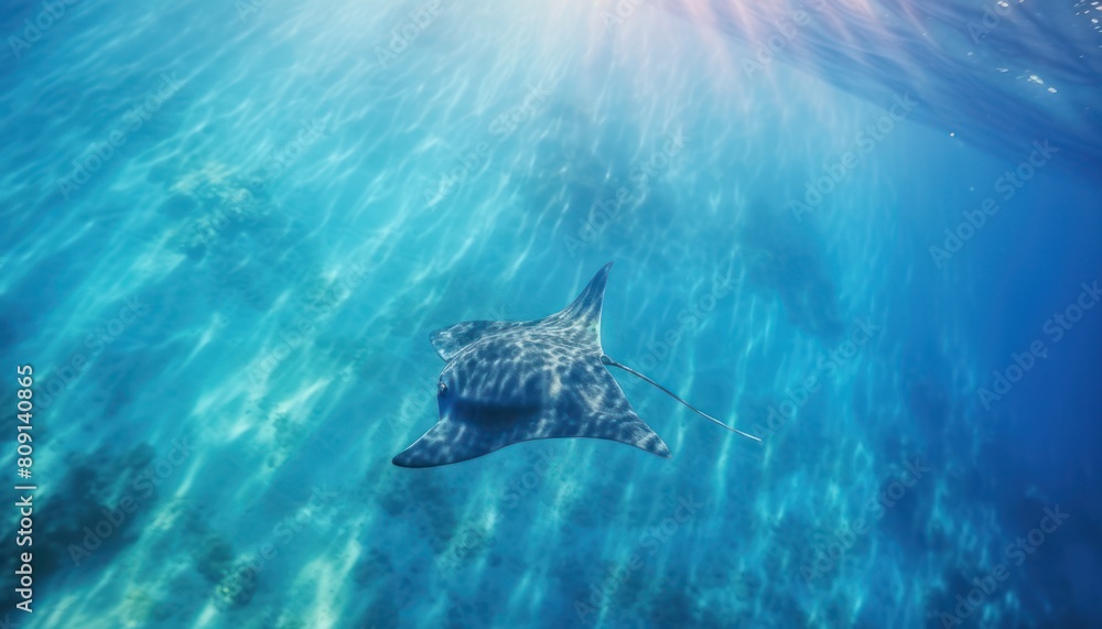 Fototapeta premium Giant Stingrays in the blue ocean, a stunning view of marine animals