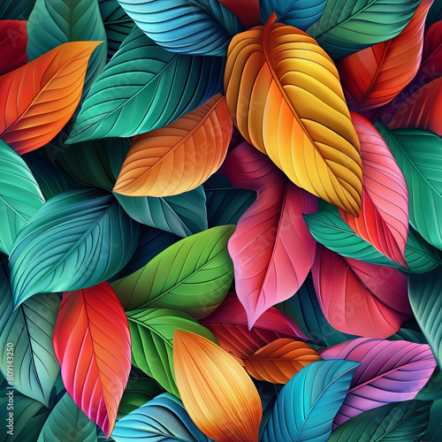 Colorful Autumn Leaves Collage Showcasing Diverse Shapes and Sizes in a Vibrant Composition