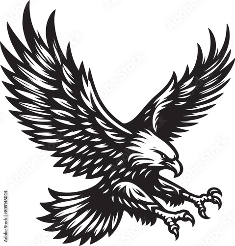 A noble falcon soaring vector, eagle flying silhouette illustration drawing