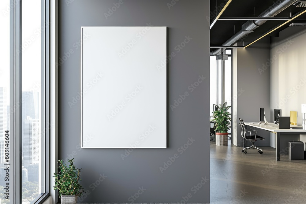 Empty Canvas Adorning Office Wall Empty Canvas Adorning Office Wall