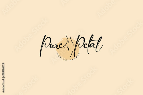 female body waxing hair removal logo with curvy female figure lineart silhouette, elegent smooth shaved body, trendy minimal style vector