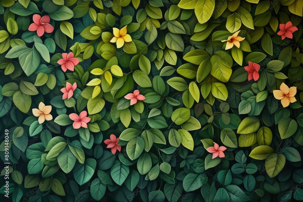 Nature's Tapestry: Vibrant Leaves and Delicate Flowers Nature's Tapestry: Vibrant Leaves and Delicate Flowers
