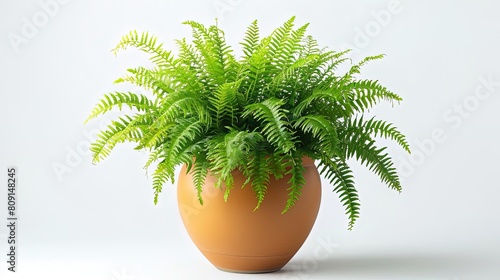 A lush green fern in a stylish orange pot. Perfect for adding a touch of greenery to any room.