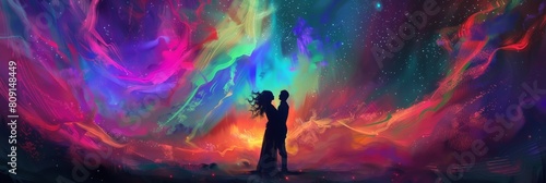 AuroraFilled Night Engulfs Lovers Ethereal Embrace