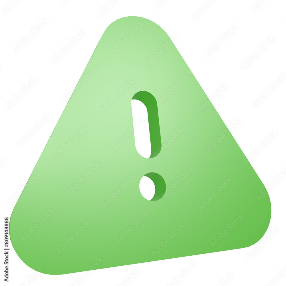 Green alert triangle icon 3D PNG symbolic Green alert triangle icon 3D PNG symbolic