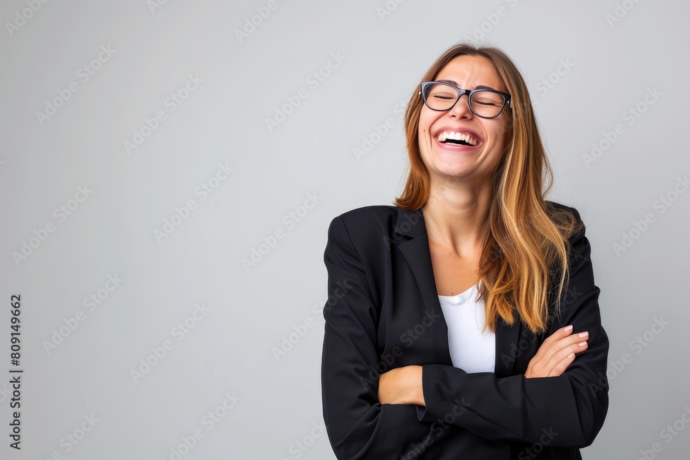 Happy businesswoman with space for message Happy businesswoman with space for message