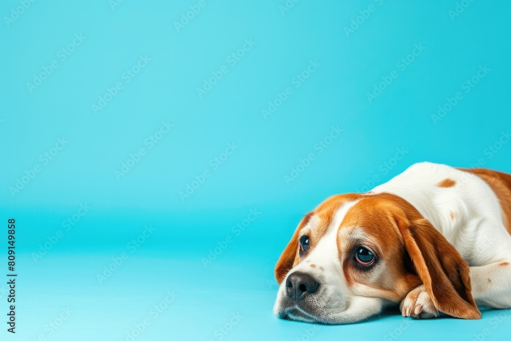 Woeful Puppy Against Blue Backdrop Woeful Puppy Against Blue Backdrop