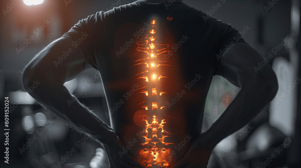 View of Office Worker Experiencing Lower Back Pain. Concept Desk Setup ...