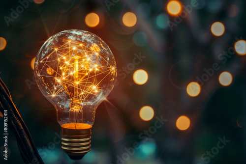 A light bulb with a network of lines coming out of it