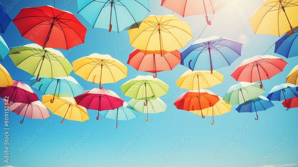 Colorful umbrella Background. Summer Background Design.